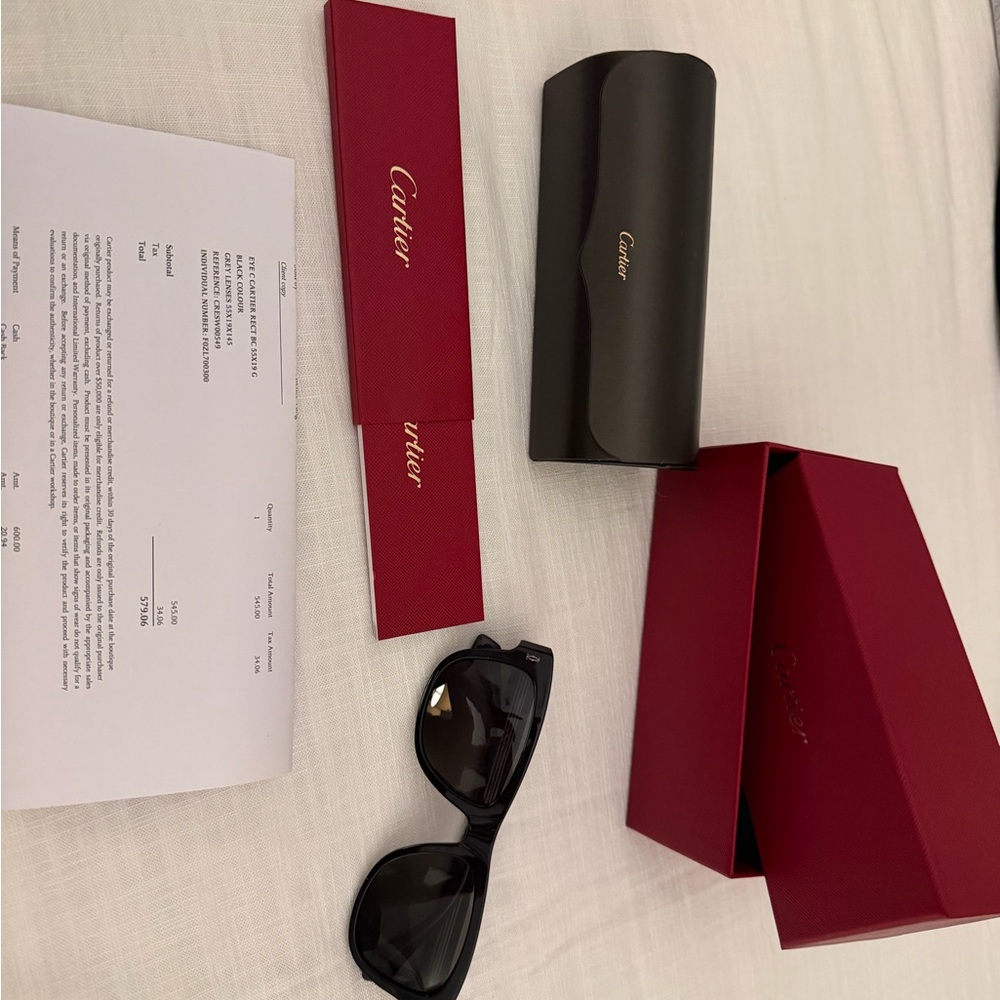 Cartier Black Sunglasses with Red Case